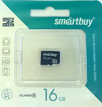 Карта флэш памяти microSDHC Memory Card 16 Гб smartbuy