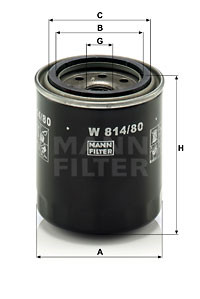 Mann Filter Фильтр масляный mitsubishi W814/80 